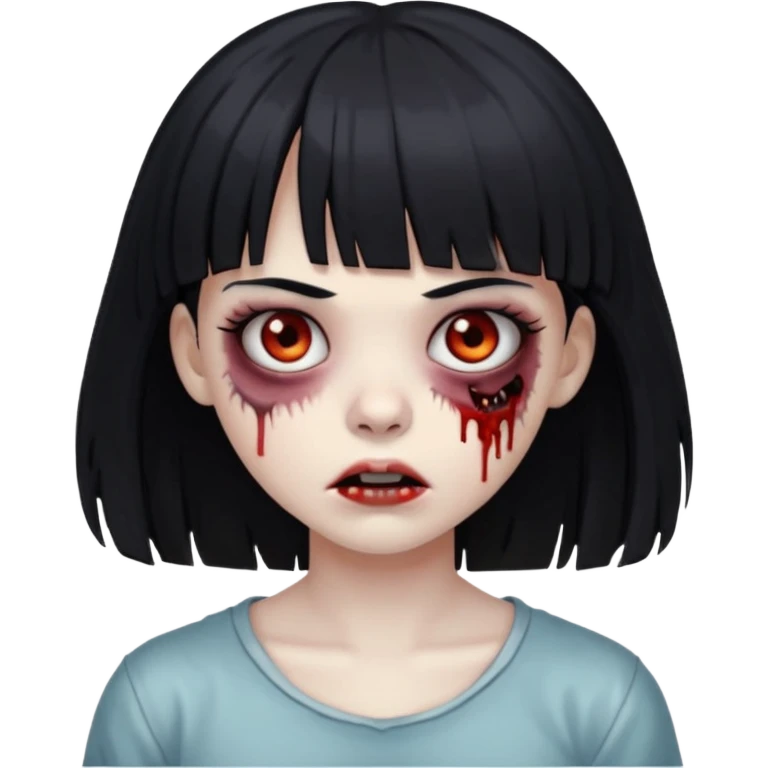 girl zombie with black hair whit bangs emoji