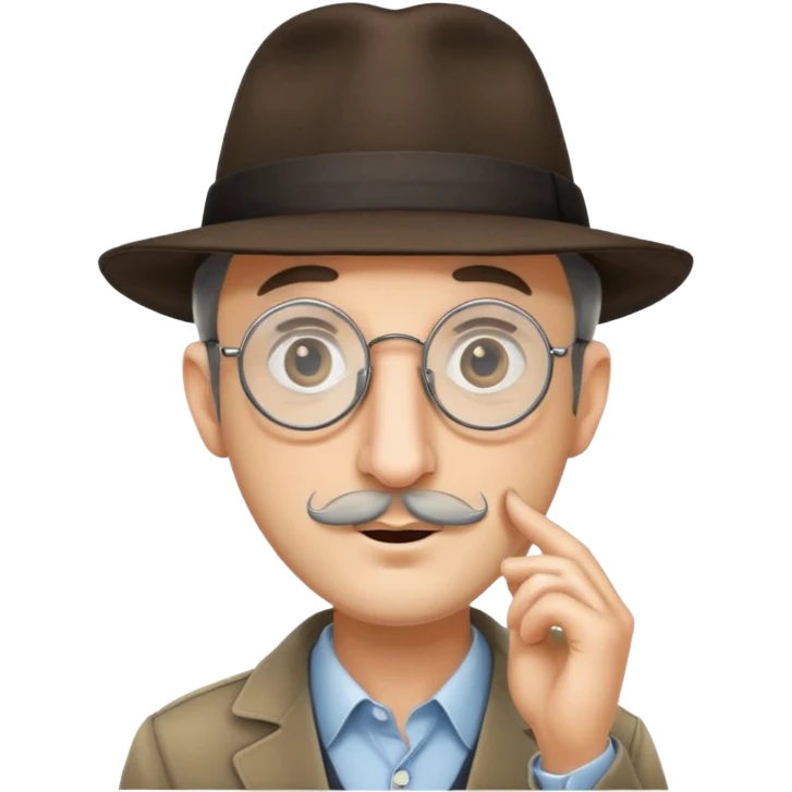 Jewish man wearing fedora with a very long nose that goes past his chin and circular glasses emoji