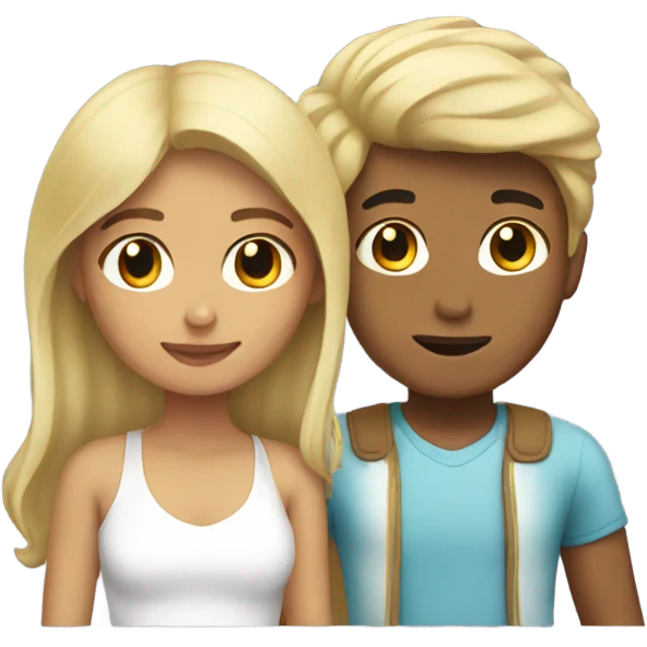 Hispanic girl and blonde boy  emoji