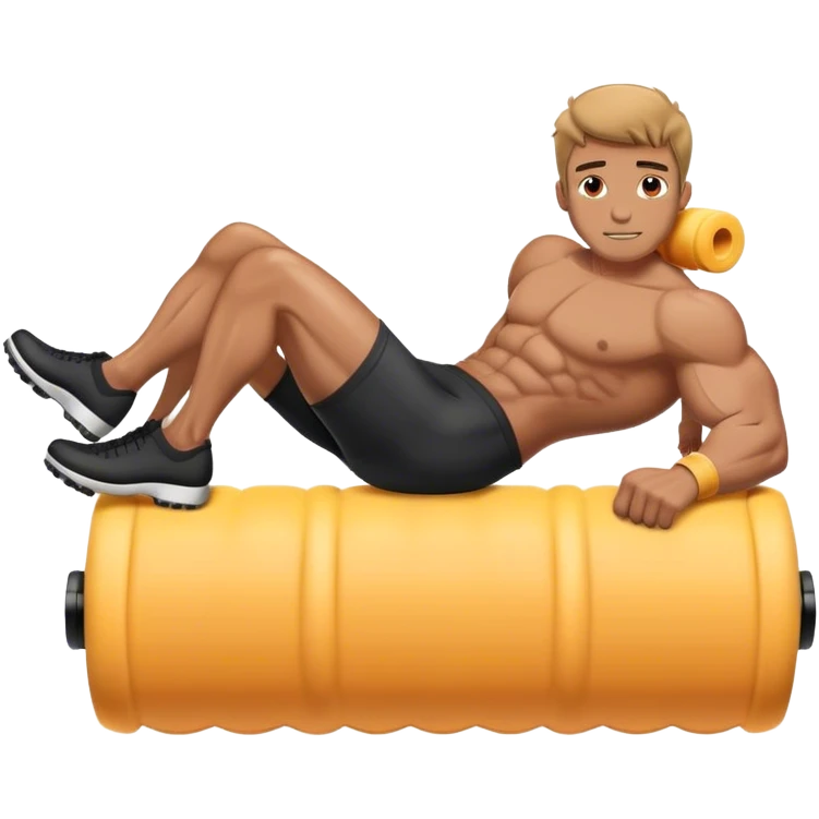 buff guy lying lats down on foam-roller emoji
