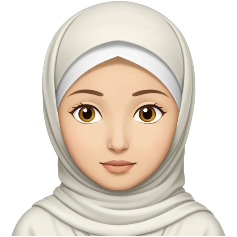 Muslim woman wearing all white hijab in sajdah emoji