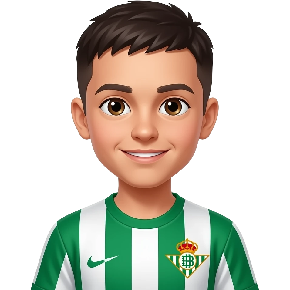 Emoji de un chico con el pelo corto i la camiseta del betis emoji