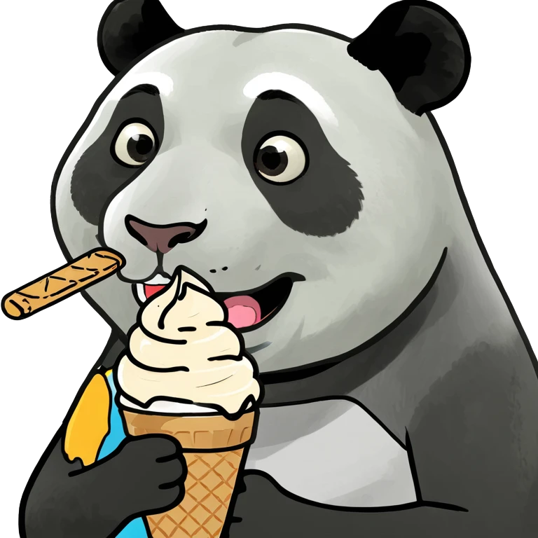Panda eating ice cream emoji