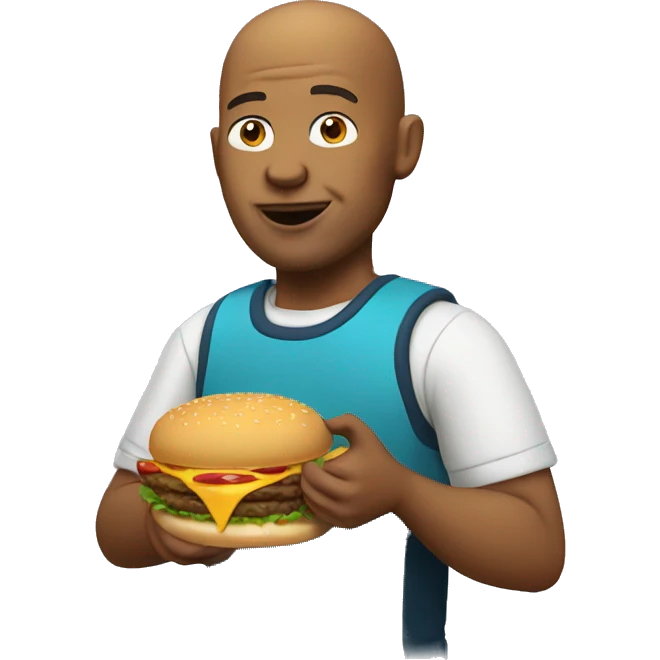 Bald guy eating cheeseburger  emoji