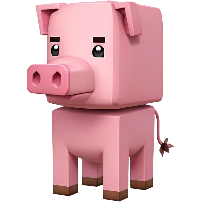 Minecraft Pig full body, pink blocky animal with square head emoji