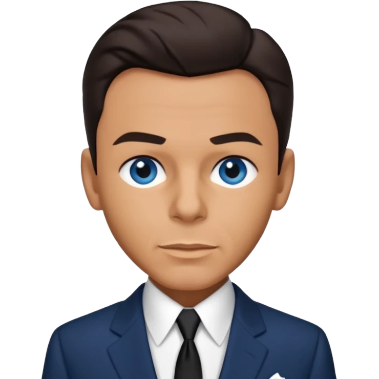 Frank Sinatra with blue eyes, dark brown hair, navy blue outfit emoji