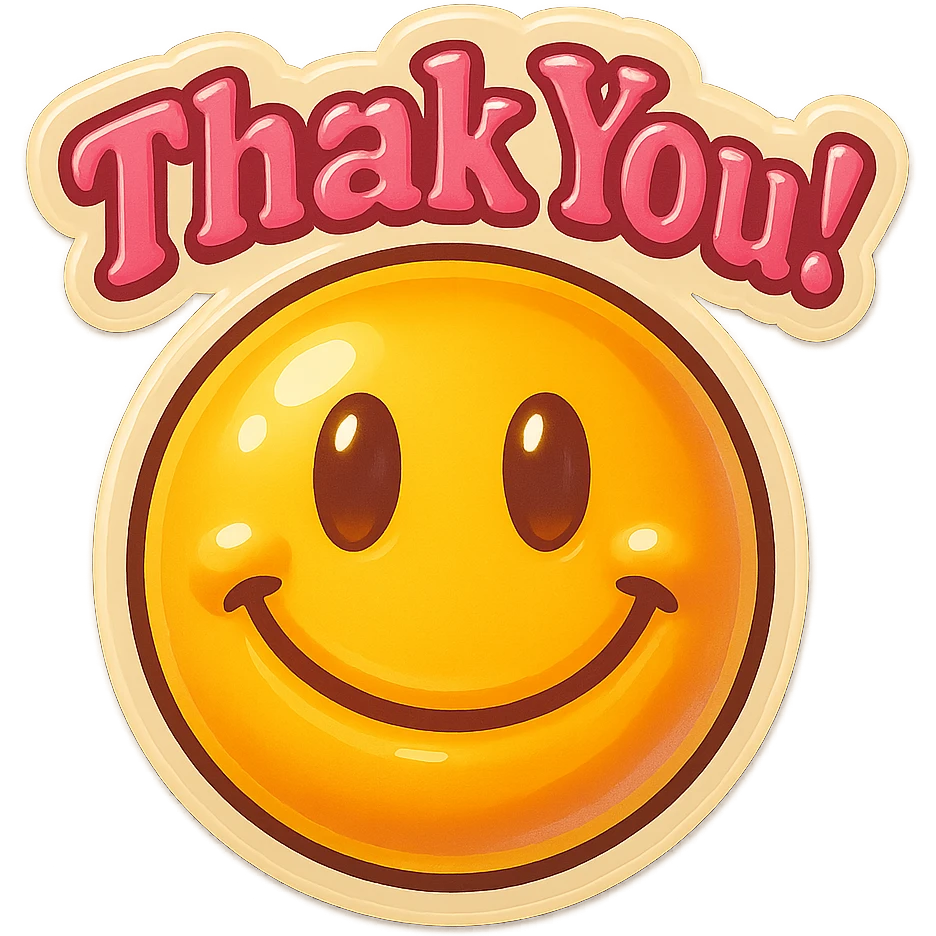 excited smile with mouth closed add the words W You! in pink emoji