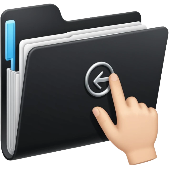 black cursor clicking on a folder emoji