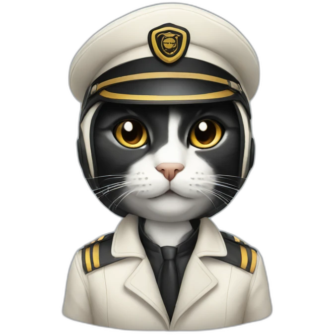cat pilot with black and cream face emoji