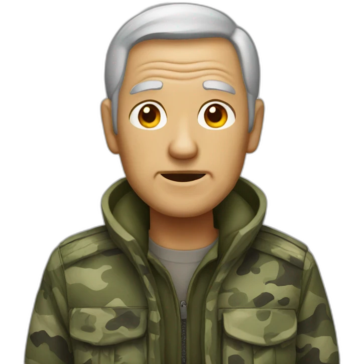 old man with gray hair dressed in camouflage emoji