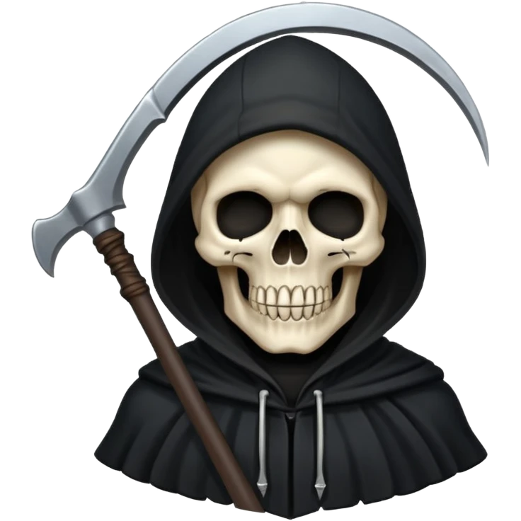 zoomed black hood skull big scythe emoji