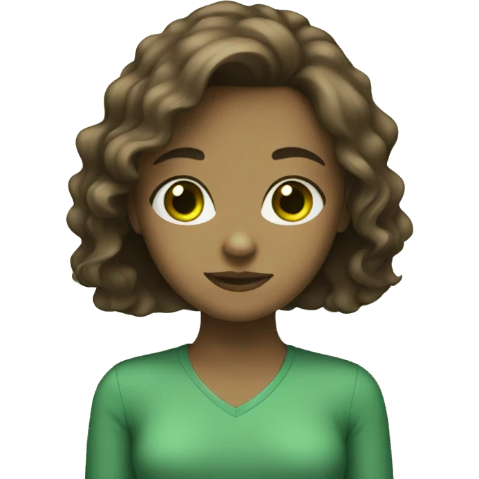 Girl that has green eyes, brown hair emoji