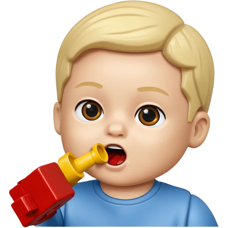 bebe com peça de lego na boca emoji