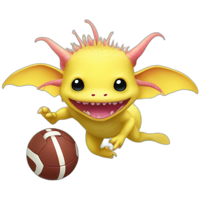Yellow axolotl playing football emoji