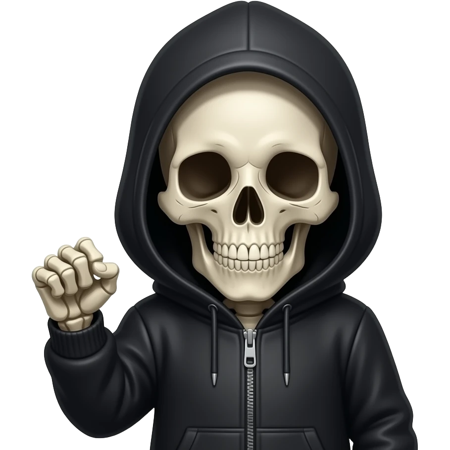 skelton with black hoodie and hold death item emoji