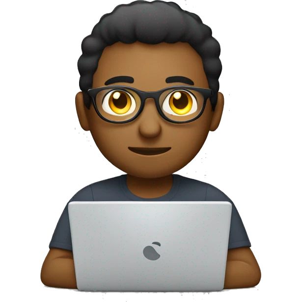 WEB DEVELOPER WORKING ON HIS LAPTOP WEARING A ROUND COMPUTER GLASSES emoji