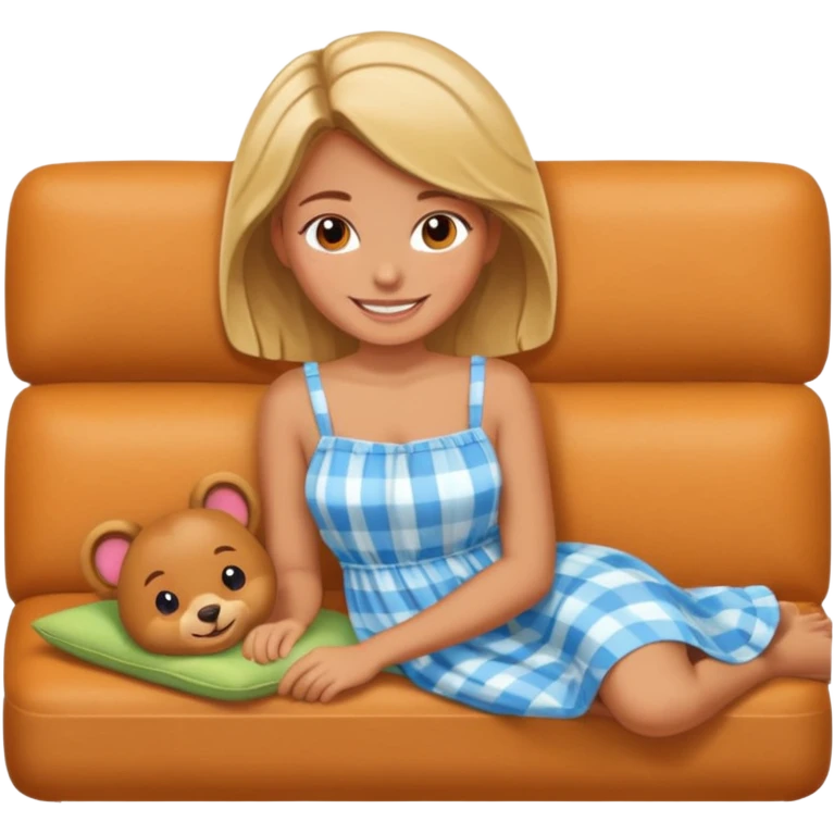 The girl works lying on the sofa emoji