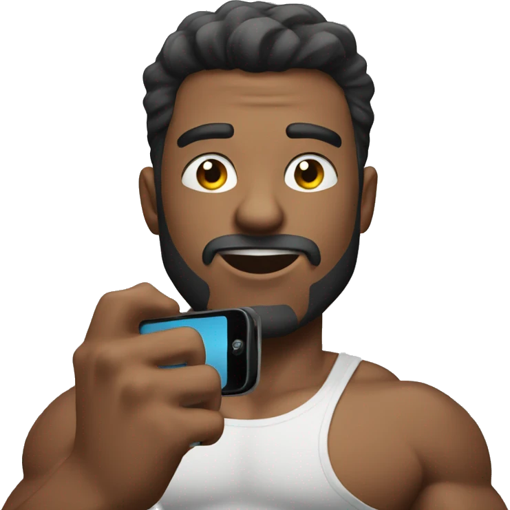 muscular male with phone emoji