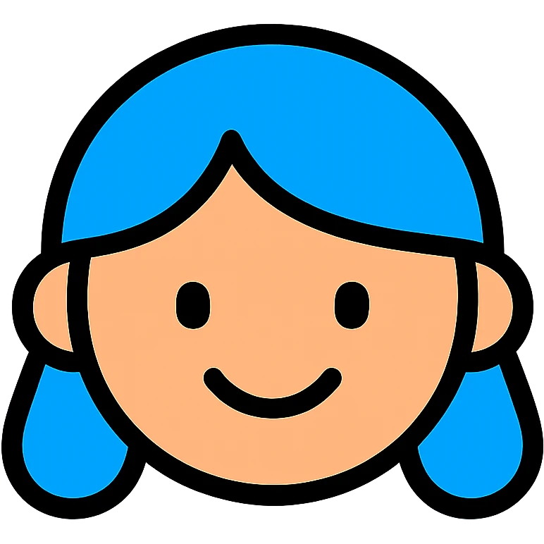 a smiley face of a girl with blue hair emoji