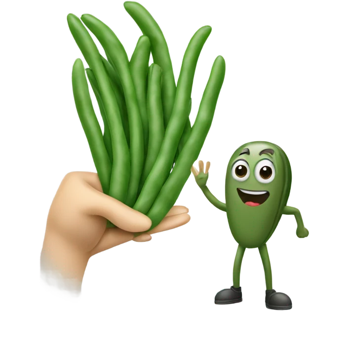 Green bean high five a sardine  emoji