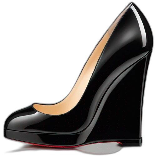 WEDGE heel LOUBOUTIN black leather PATENT emoji