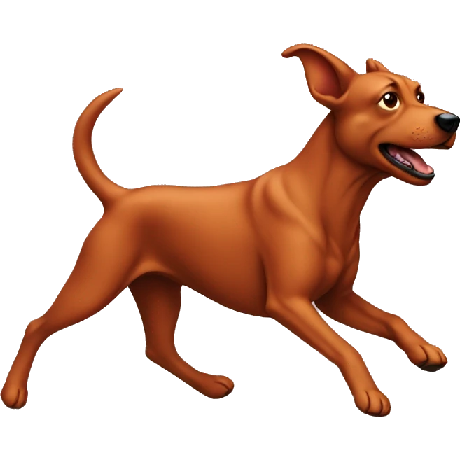 solid red dog with pointed ears running emoji