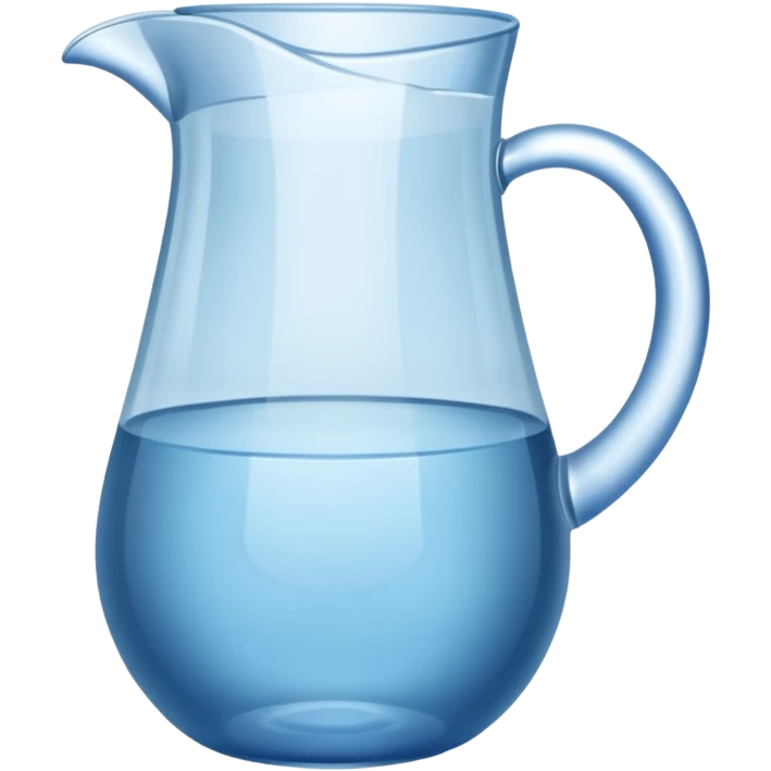 A water pitcher, transparent, slightly blue water, no lid, no droplets, tall, without a handle or spout.
 emoji