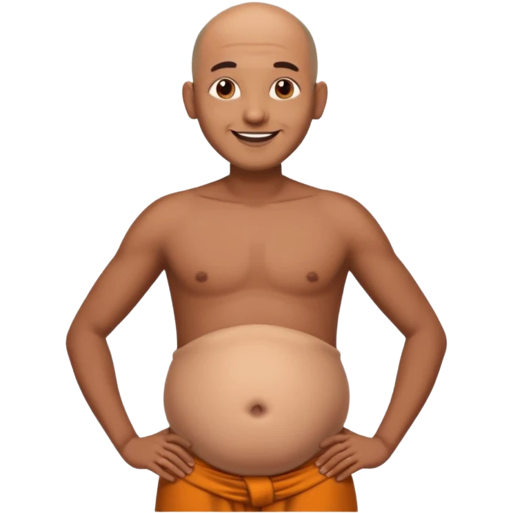 Slim Indian with belly and bald emoji