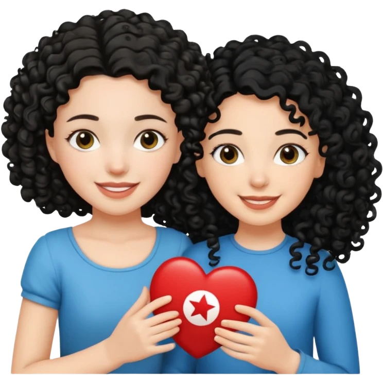 a white  girl holding tunisia girl with curly hair emoji
