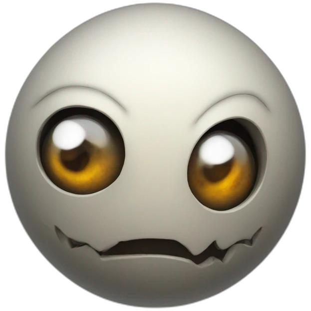 3d sphere with a cartoon spooky skin texture with big childish eyes emoji