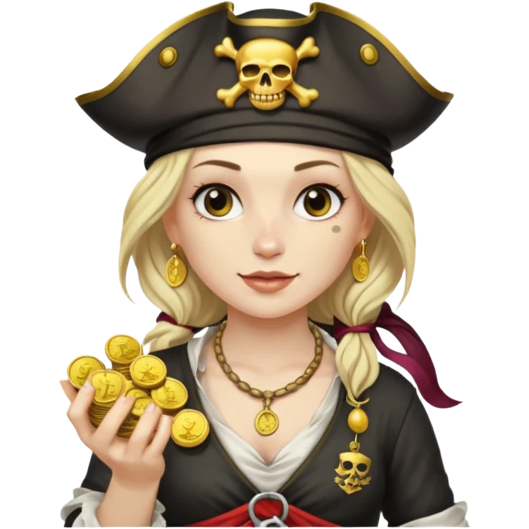 Lady Pirate With holding Coins. emoji