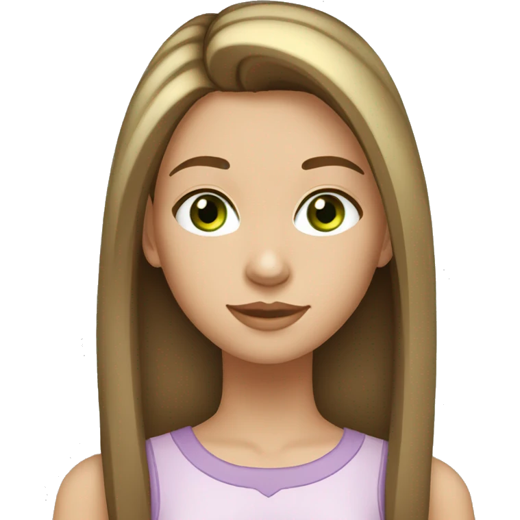 15 year old girl with brown hair and blonde highlights with straight hair and green eyes emoji