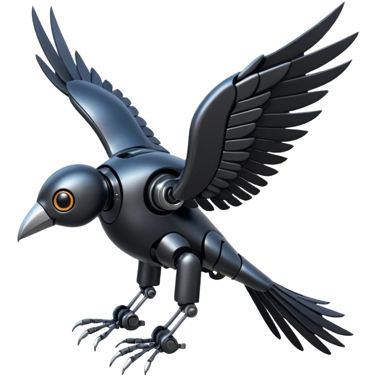 black robotic bird emoji