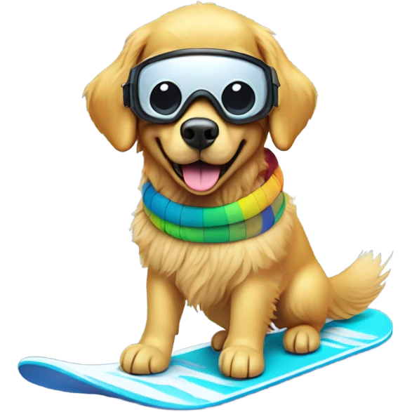 Golden retriever snowboarding  emoji