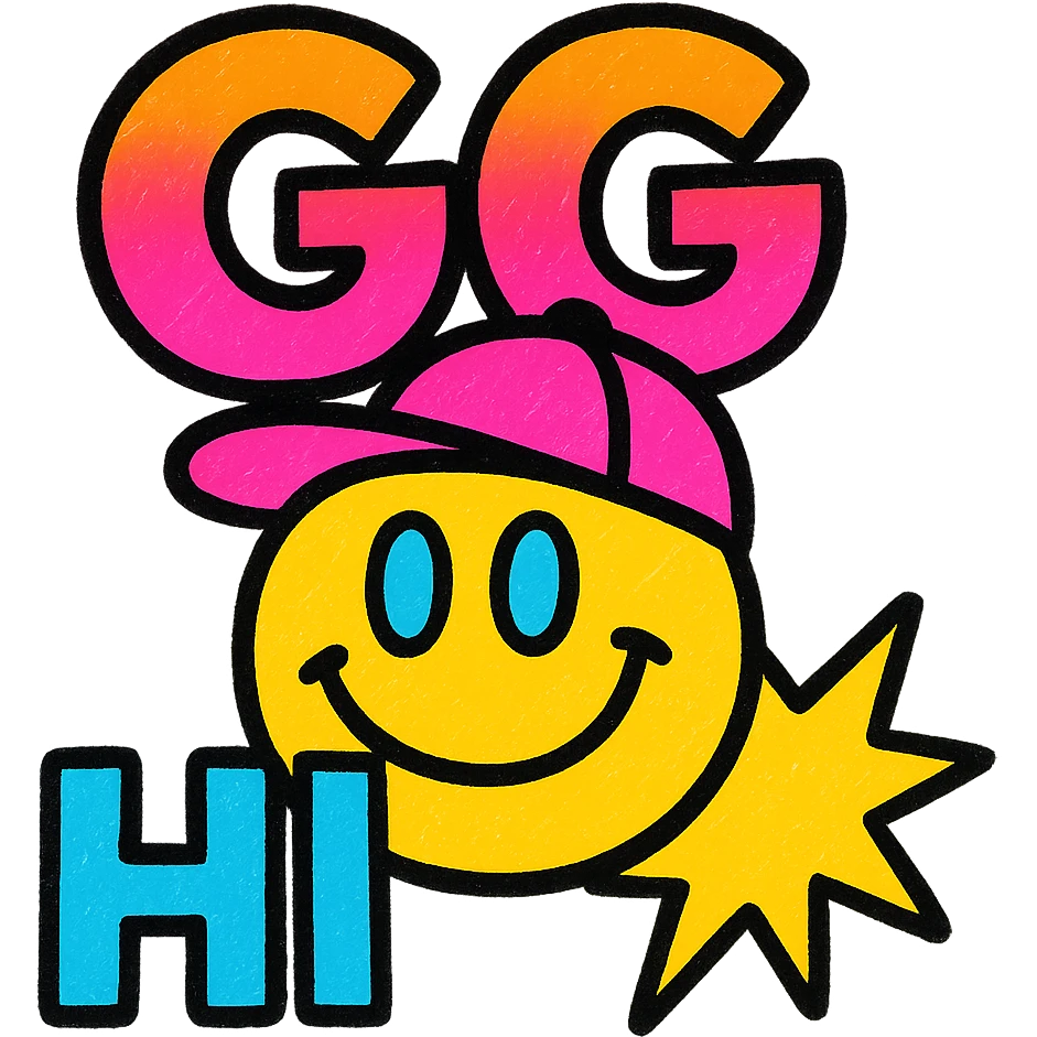 Change the color scheme of the letters GG to warm sunset tones including orange, pink, and red, preserving the cheerful and lively look with smooth gradients and bright highlights. emoji