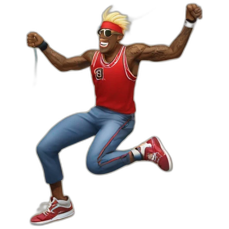 Dennis rodman jumping with a rope emoji
