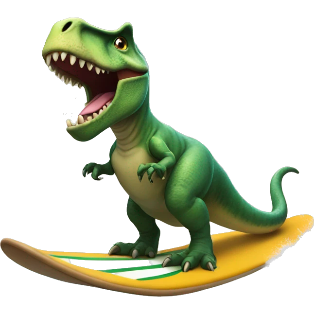 T rex on surfboard emoji
