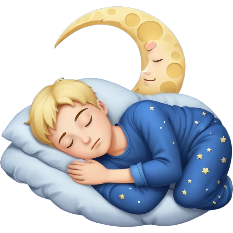boy sleeping with Z symbols stars and moon in night sky emoji
