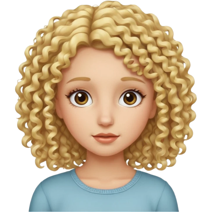 Girl with blonde curly hair and lashes emoji