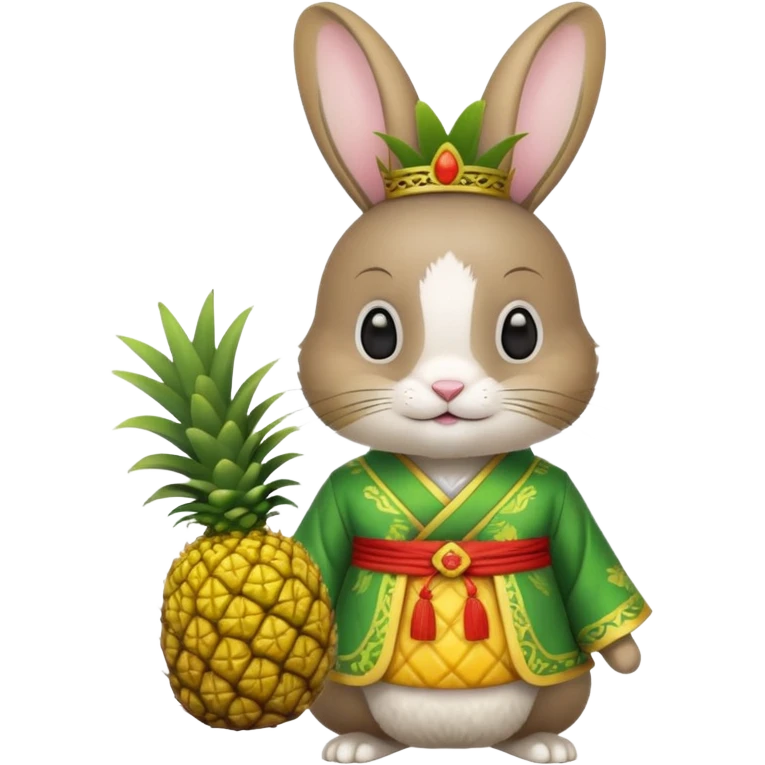rabbit, wearing green chinese ancient custome, with pine apple emoji