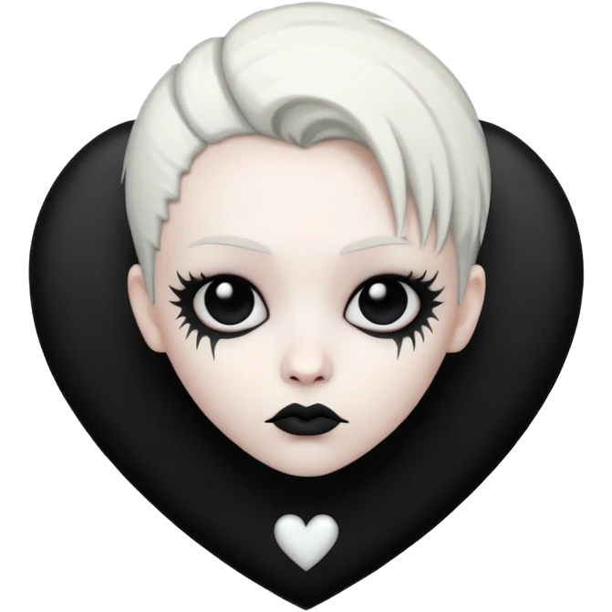 white goth heart, minimal, edgy, dark accents emoji