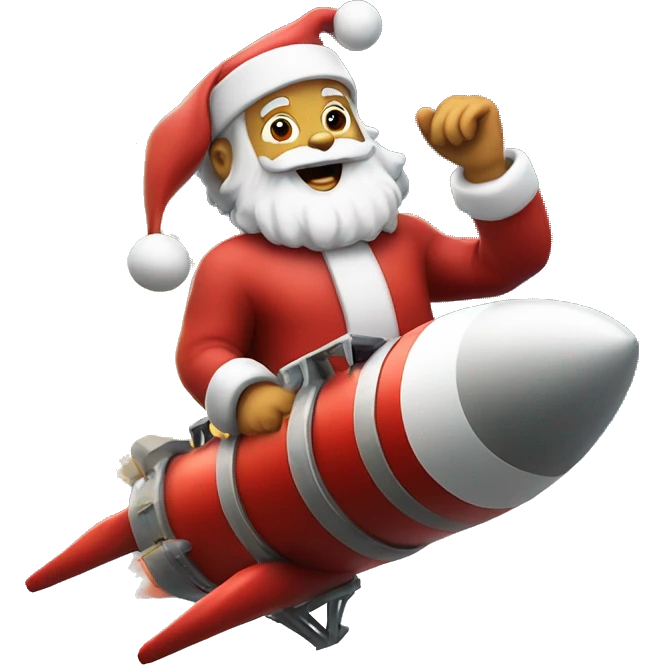 santa claus on the rocket emoji