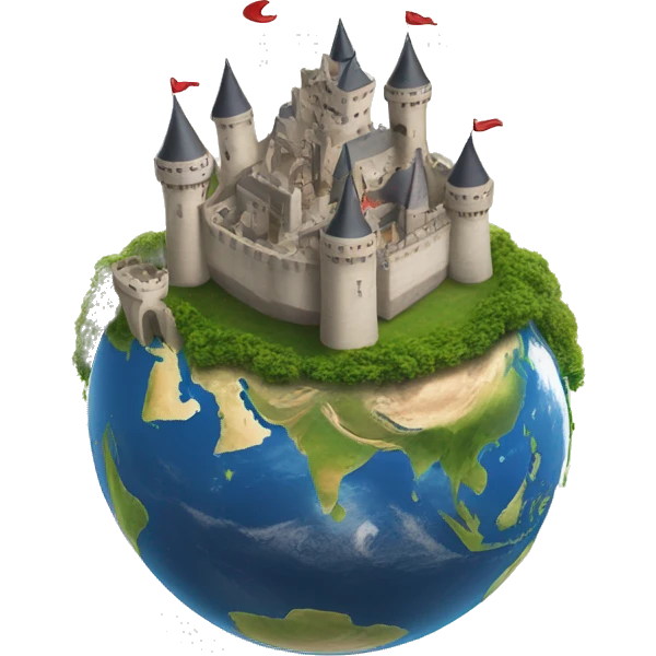 Castle floating above section of planet Earth emoji