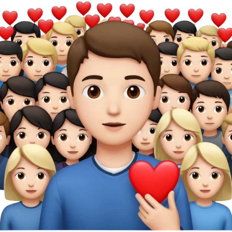 small figure inside a group of people with a heart above emoji