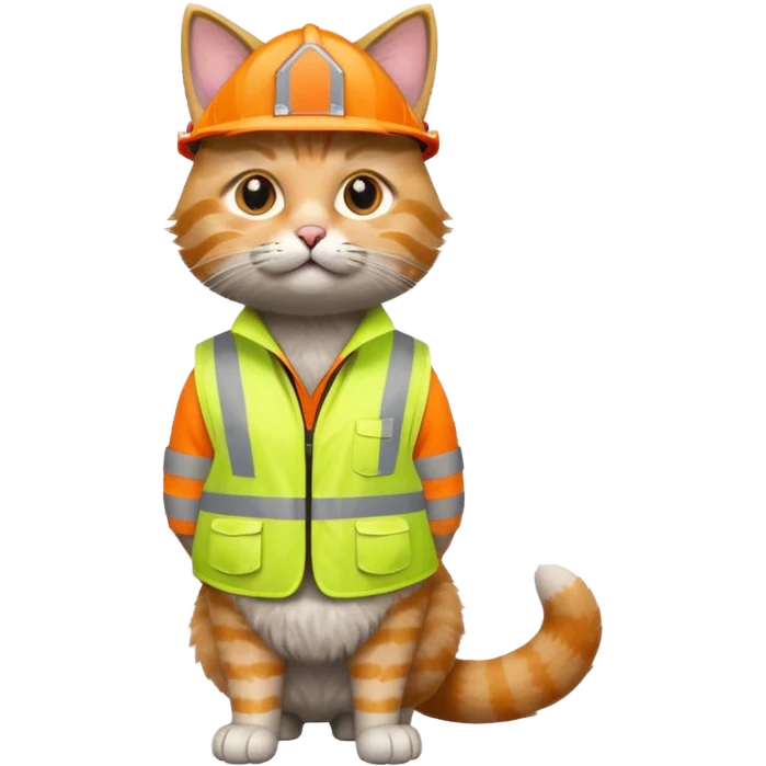 tabby cat in hi-vis clothing facing right emoji
