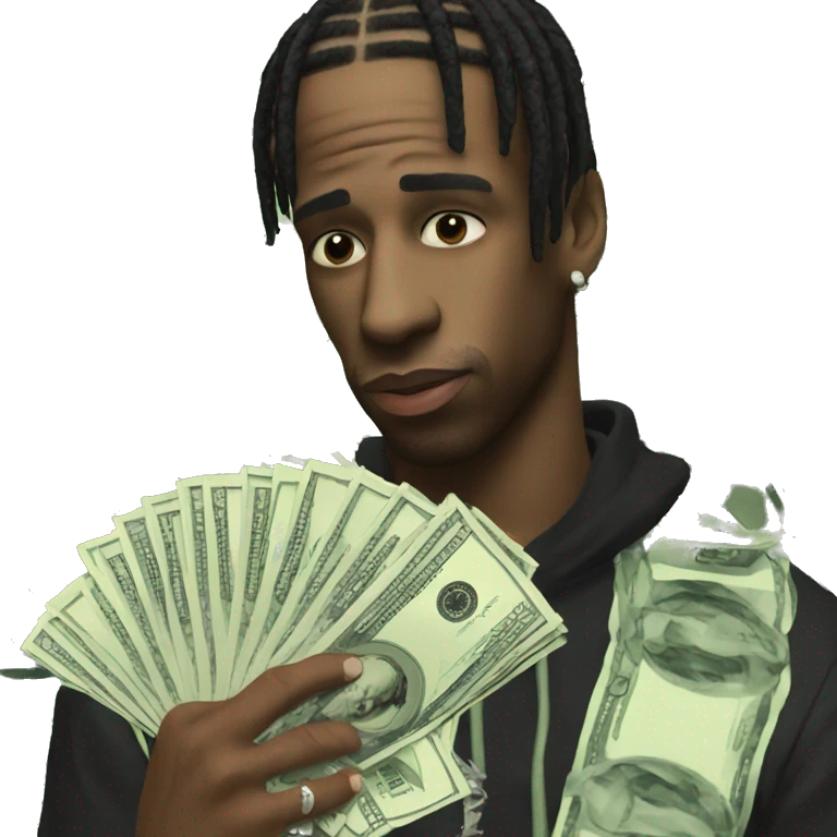 Travis Scott holding money emoji