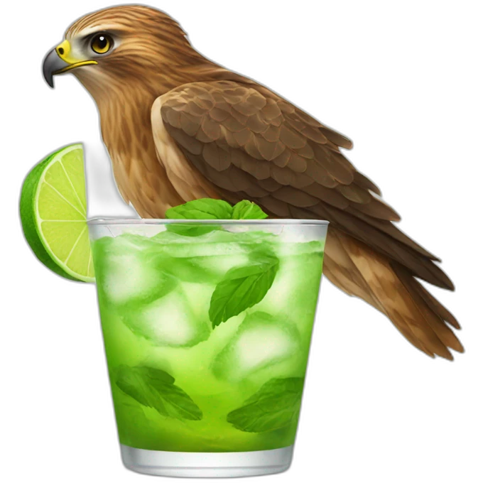 hawk drinking mojito emoji