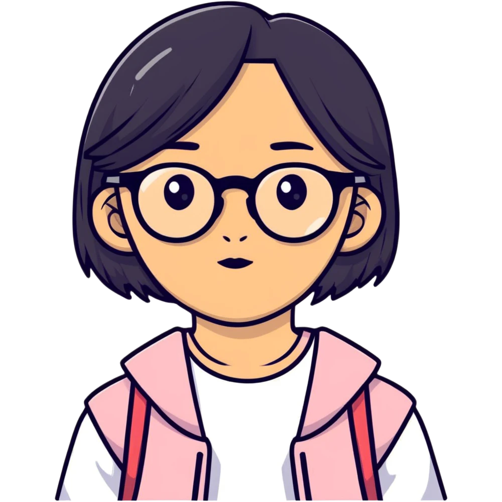 asian girl with clear glasses emoji