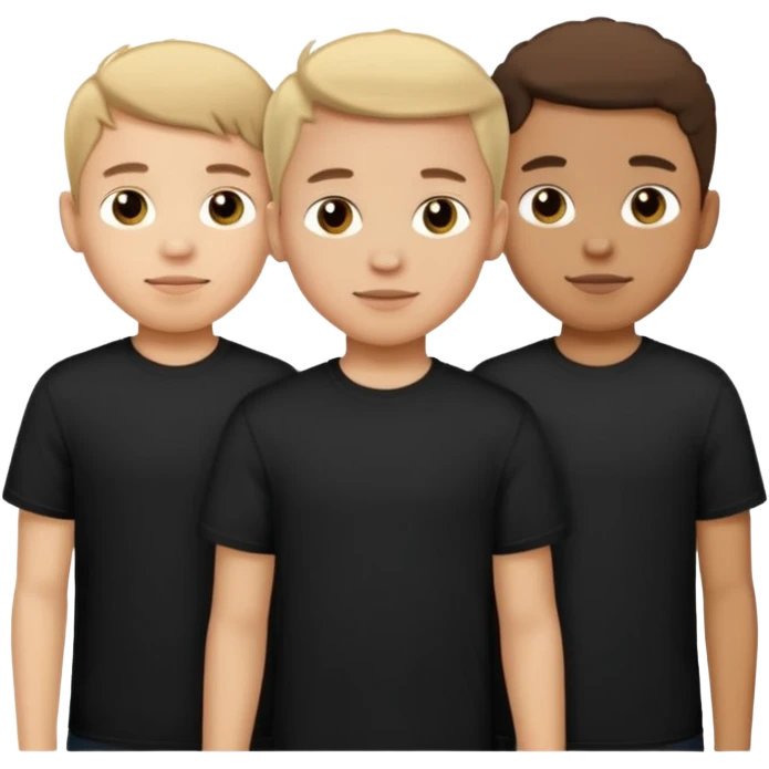3 boys wearing black t shirt emoji