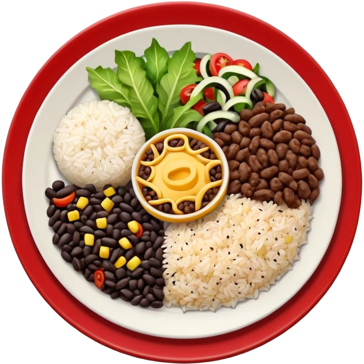 Food plate with rice, bean, minced meat and salad emoji